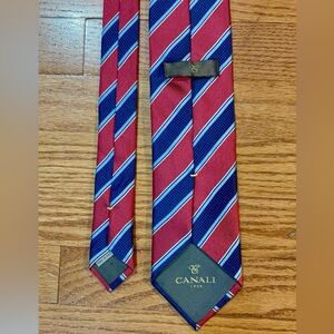 Canali Elegant Red and Blue Diagonal Striped Tie